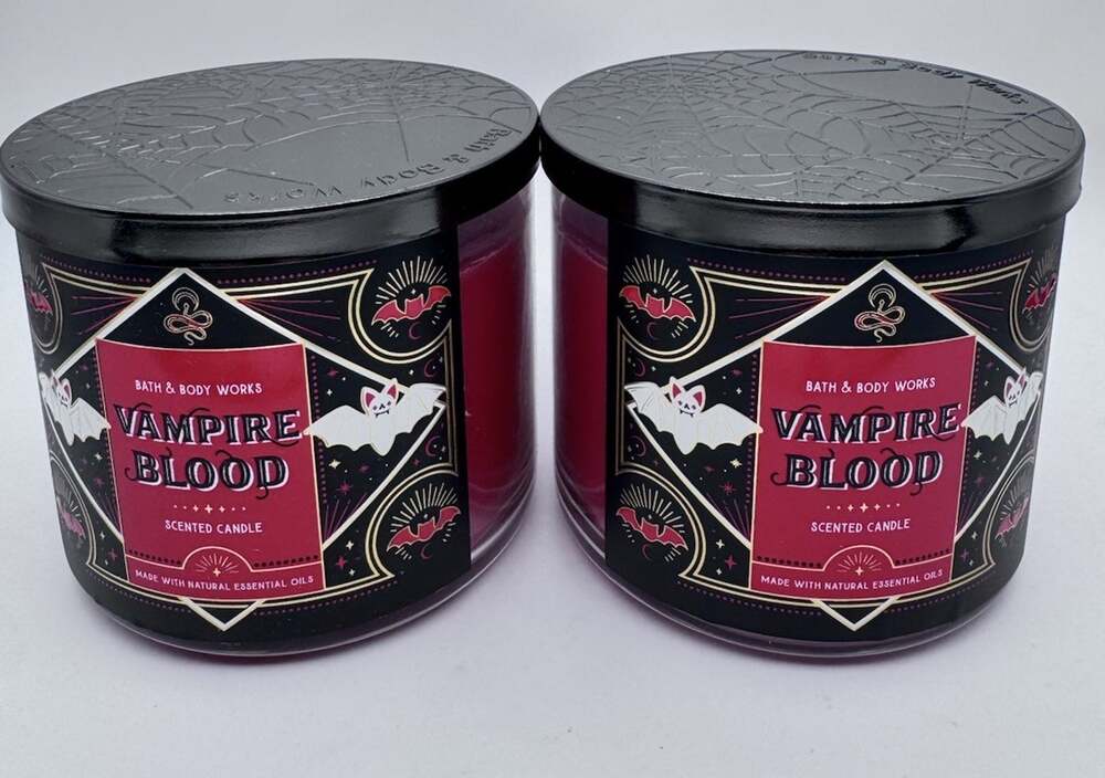 Lot Of 2 Bath & Body Works Halloween Candles Vampire Blood NIB